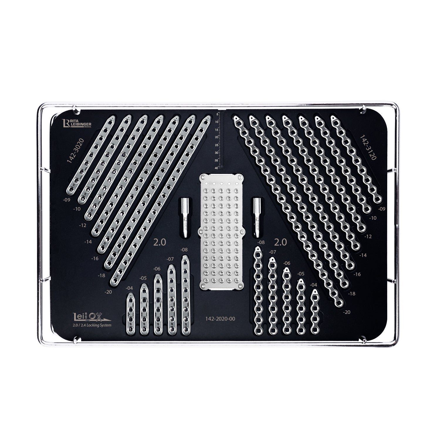 Tray for 2.0/2.0 LeiLOX Straight/Reconstruction Implants (without contents, with lid)