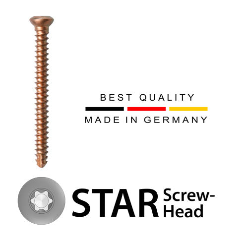 2.4mm cortical screw, STAR-head, selftapping, Titanium